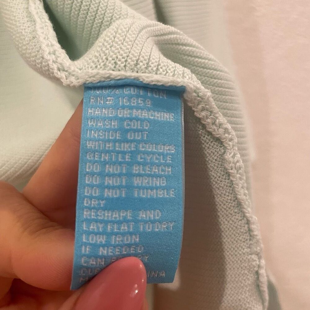 J. McLaughlin La Jolla Pastel Mint Green Open Front Ribbed Cardigan Sweater S - Picture 5 of 11